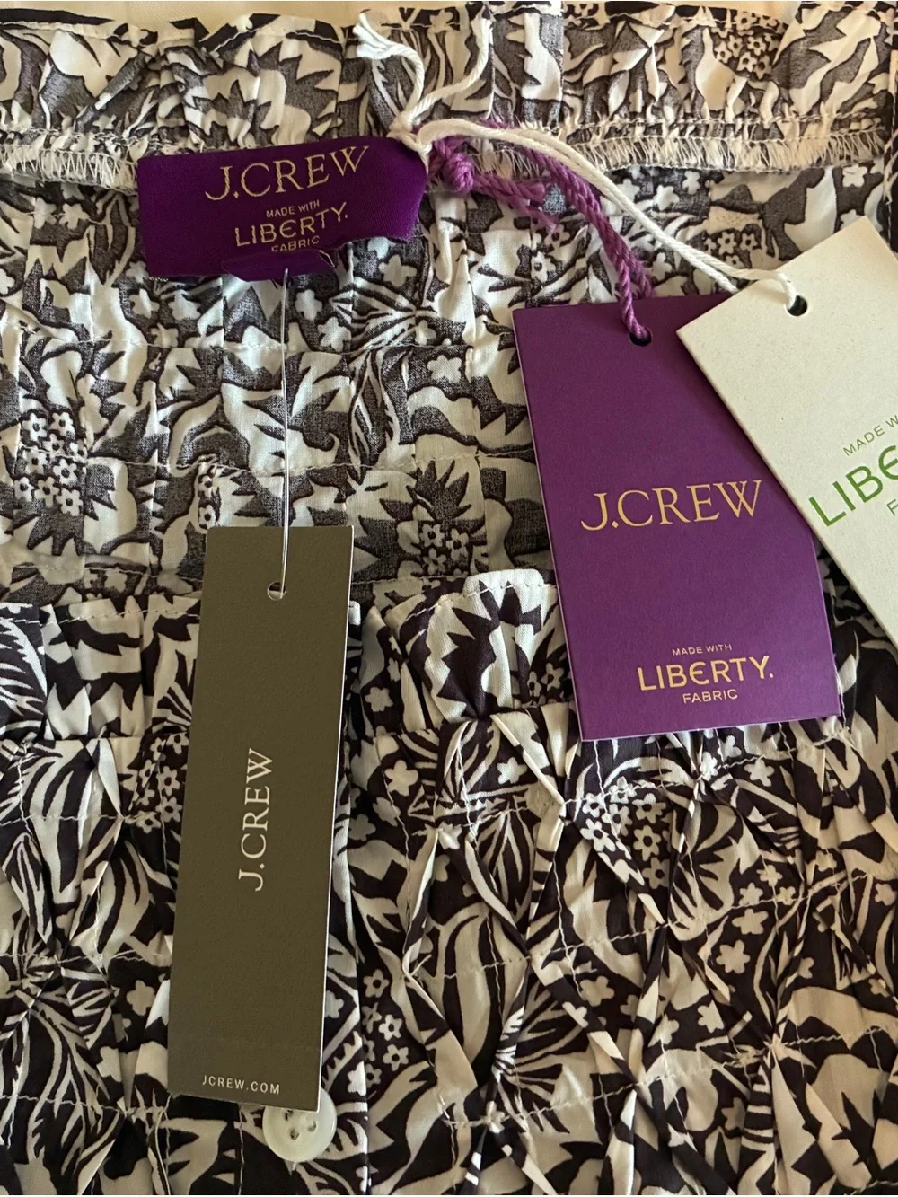NWT J. Crew Smocked crinkle tank top in Liberty® floral organic cotton fabric S